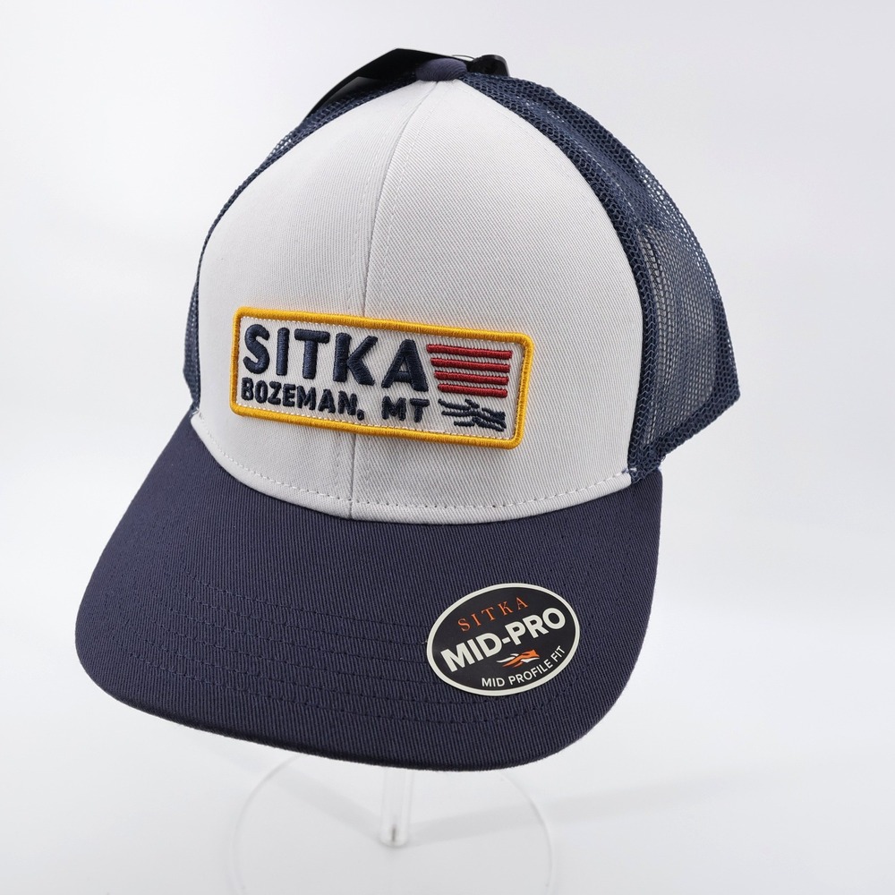 NEW Sitka Patriot Mid‎ Pro Trucker Hat White/Navy Adjustable Mens OSFA